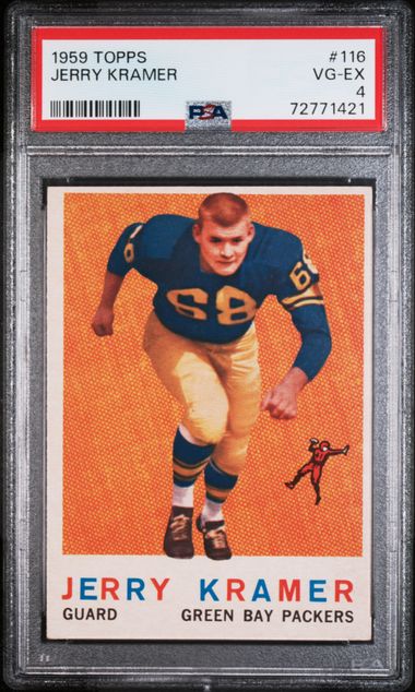 1959 JERRY KRAMER TOPPS HOF RC UNDER-GRADED- PSA 4 VG-EX