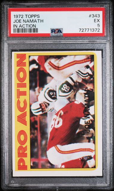 1972 JOE NAMATH IN ACTION TOPPS HOF- PSA 5 EX