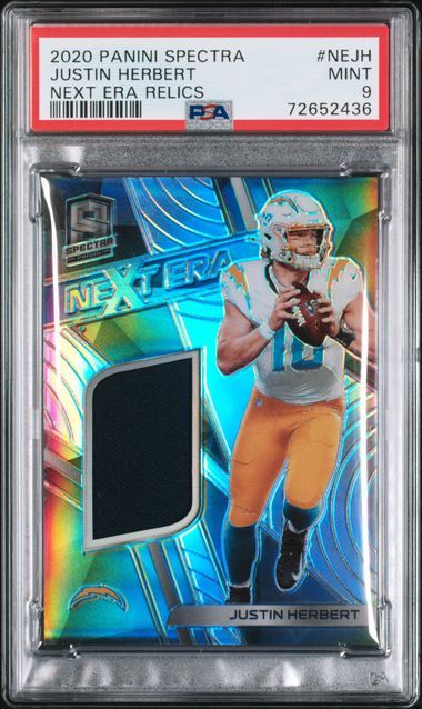 2020 JUSTIN HERBERT PANINI SPECTRA NEXT ERA RELICS - PSA 9 MINT