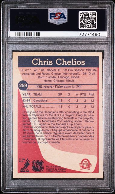 1984 CHRIS CHELIOS O-PEE-CHEE RC UNDER-GRADED!- PSA 7 NM