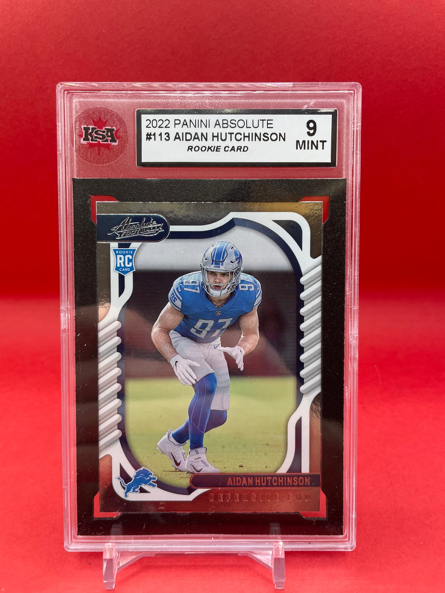 2022 AIDAN HUTCHINSON PANINI ABSOLUTE ROOKIE CARD- KSA 9 MINT