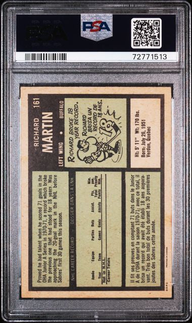 1971 RICHARD MARTIN O-PEE-CHEE RC - PSA 6 EX-MT