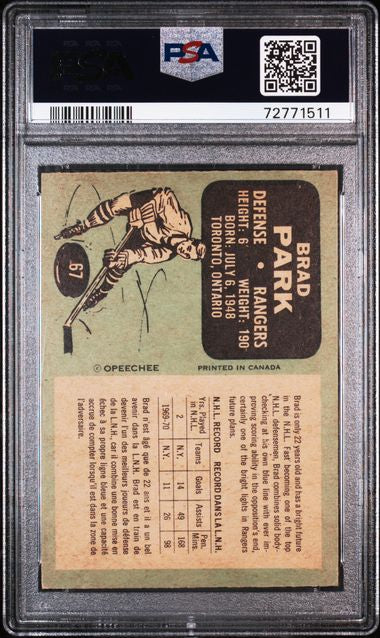 1970 BRAD PARK O-PEE-CHEE HOF RC UNDER-GRADED AS GOOD AS MOST PSA 7’S - PSA 5 EX