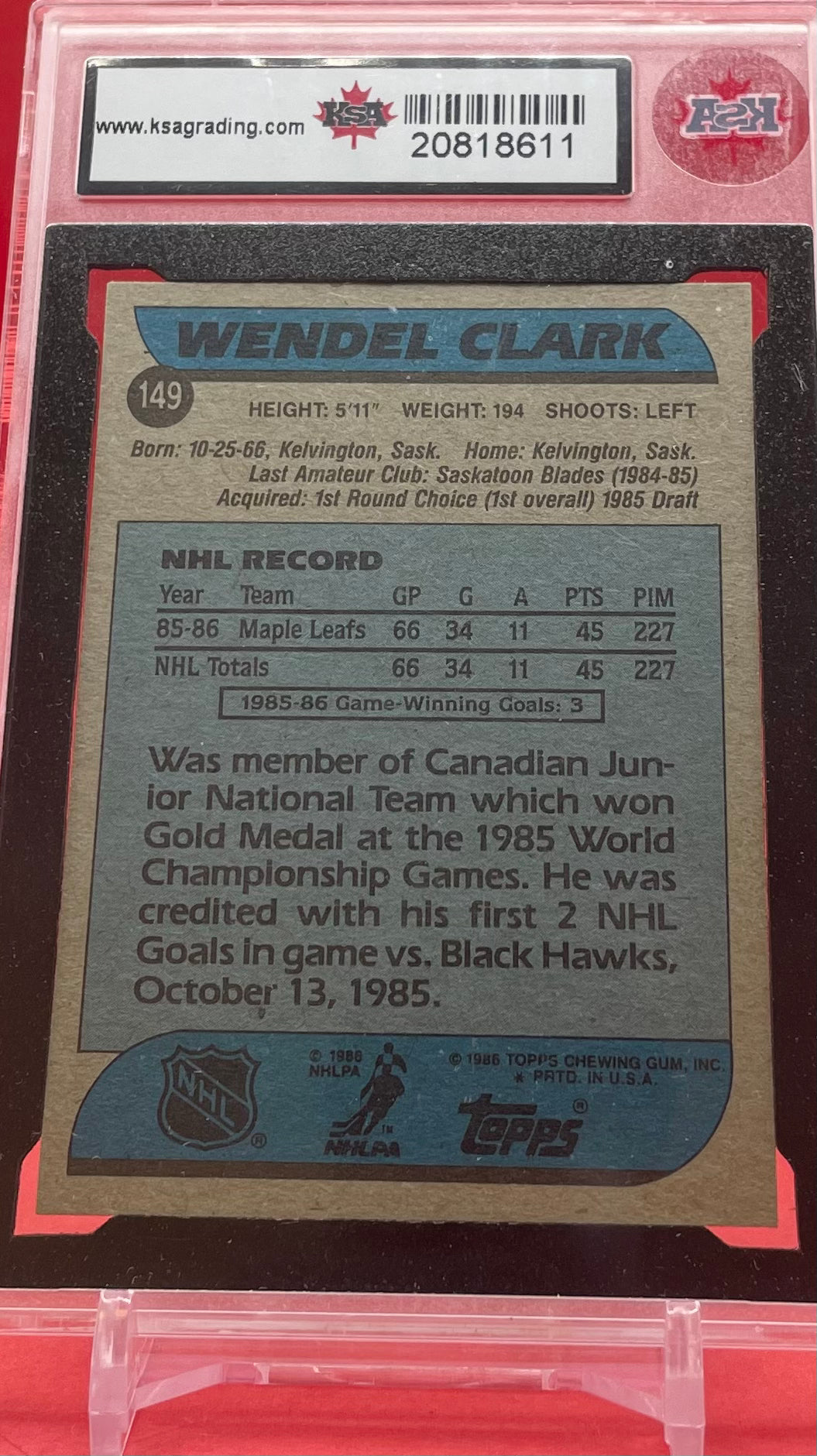 1986-87 #149 WENDEL CLARK TOPPS - KSA 8 NMM