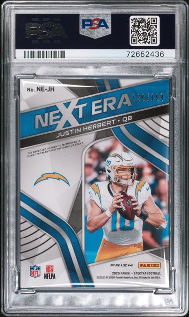 2020 JUSTIN HERBERT PANINI SPECTRA NEXT ERA RELICS - PSA 9 MINT