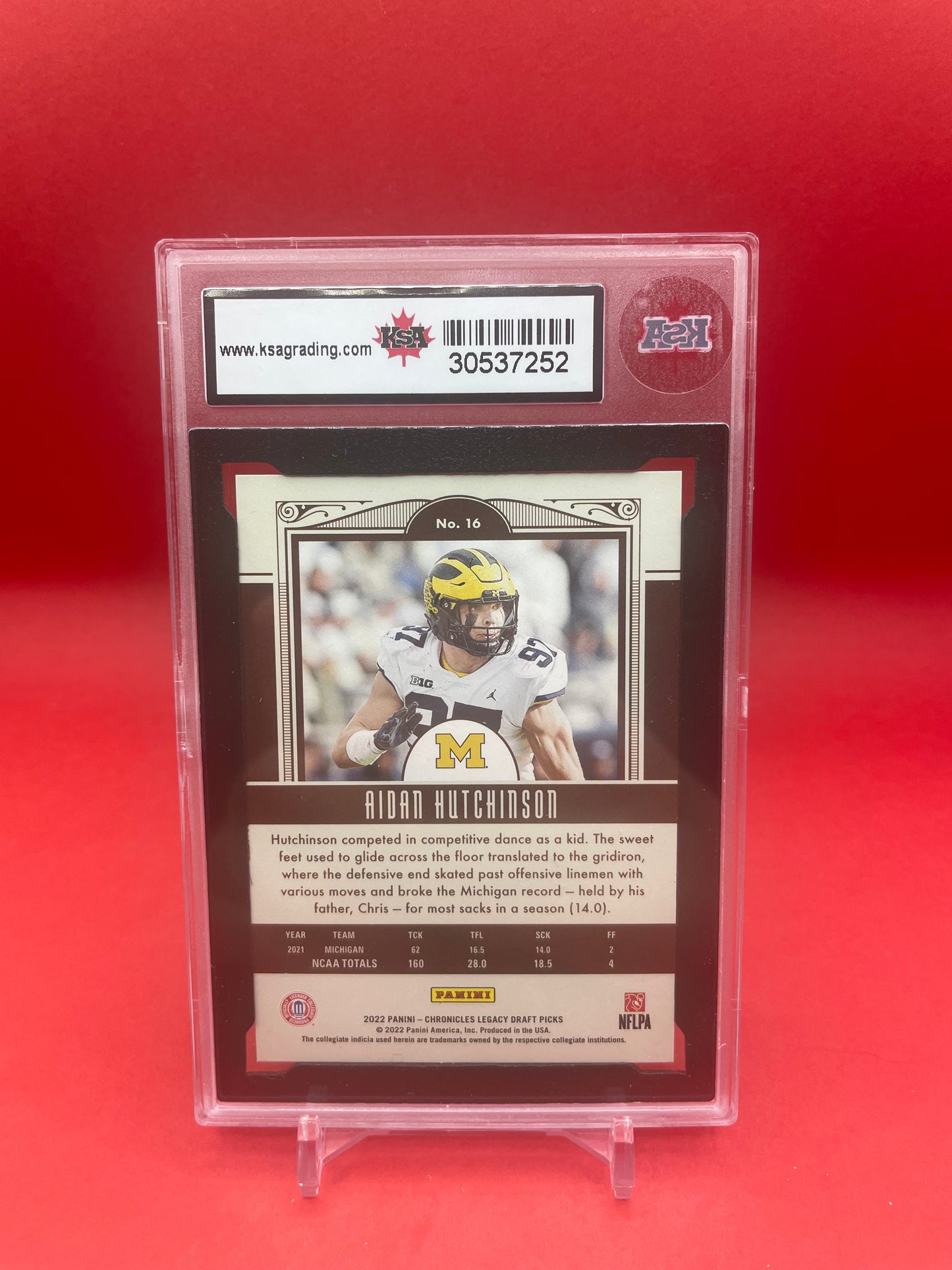 2022 AIDAN HUTCHINSON PANINI CHRON. LEGACY DP ROOKIE CARD- KSA 10 GEM MINT