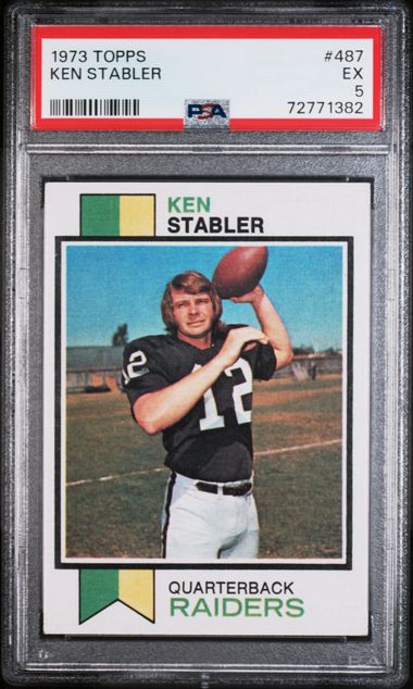 1973 KEN STABLER TOPPS HOF RC UNDER-GRADED - PSA 5 EX