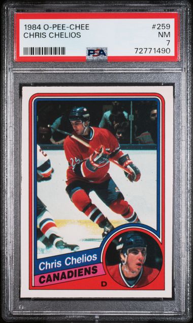 1984 CHRIS CHELIOS O-PEE-CHEE RC UNDER-GRADED!- PSA 7 NM