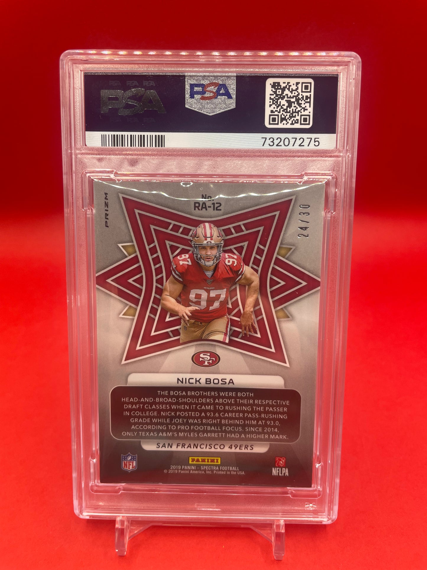 2019 #RA12 NICK BOSA PANINI SPECTRA 24/30 - PSA 9 MINT