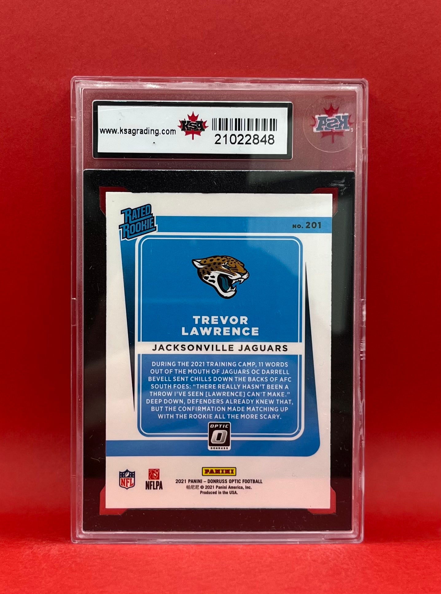 2021 #201 TREVOR LAWRENCE PANINI DONRUSS OPTIC - KSA 9 MINT