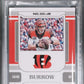 2020 JOE BURROW PANINI P&P DOUBLE COVERAGE MEM- BLUE - PSA 7 NM