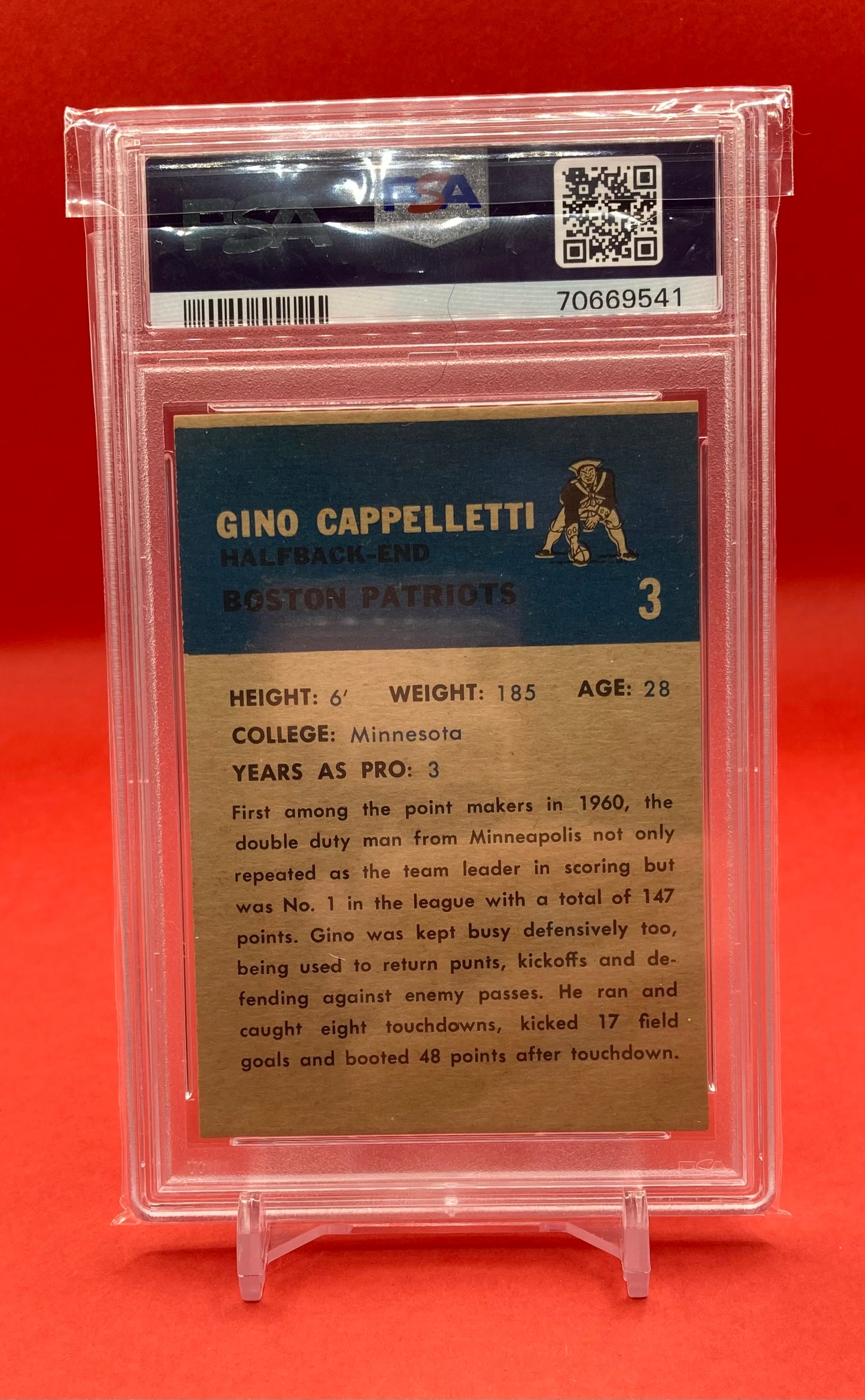 1962 #3 GINO CAPPELLETTI FLEER - PSA 4 VG-EX