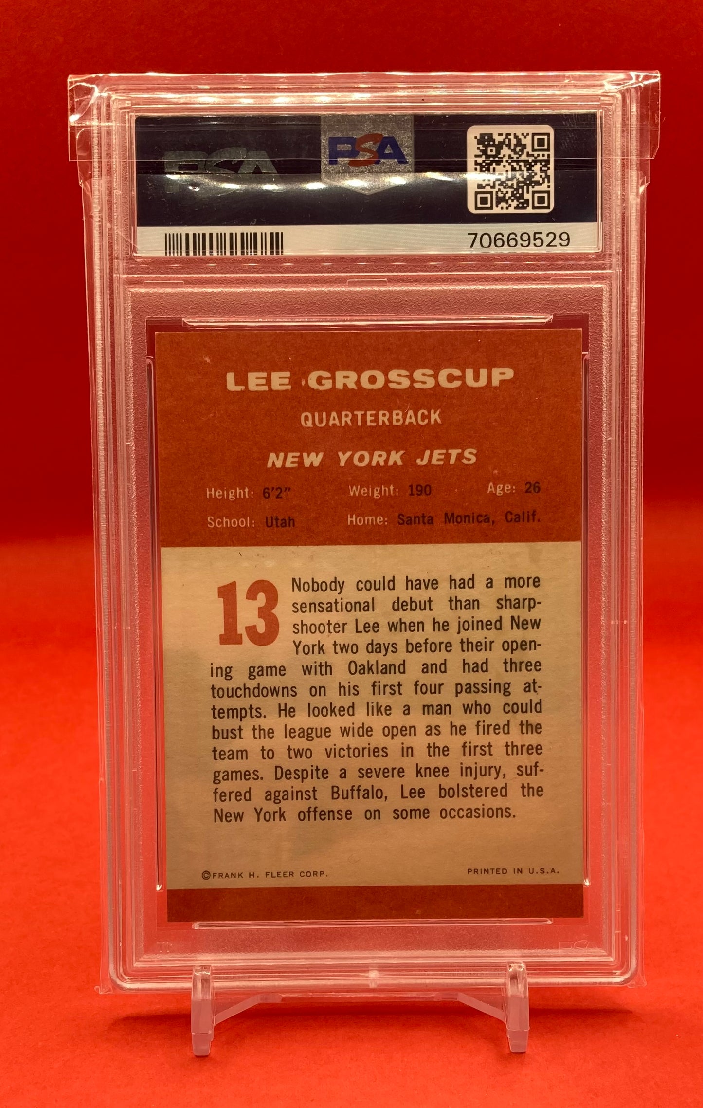 1963 #13 LEE GROSSCUP FLEER - PSA 7 NM