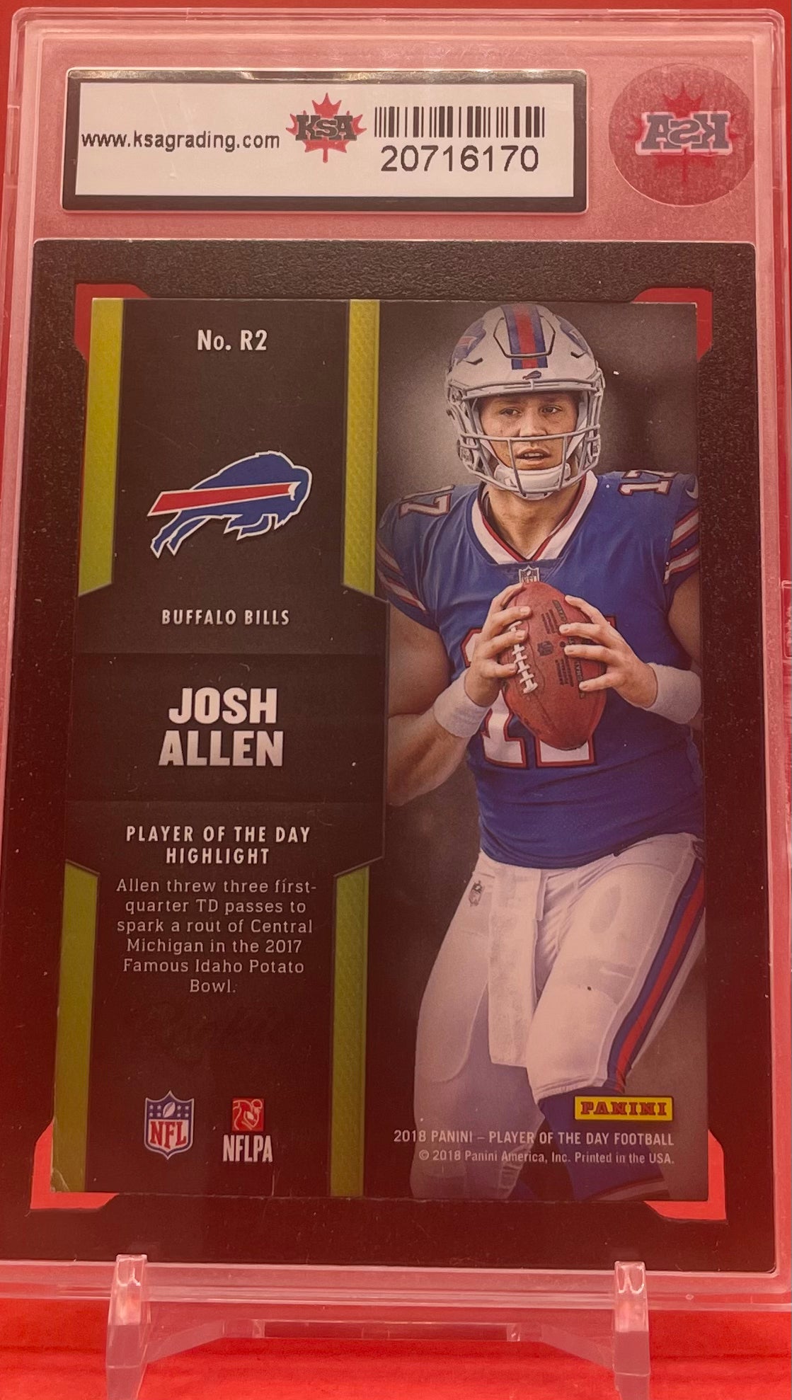 2018 #R2 JOSH ALLEN PANINI PLAYER OF THE DAY ROOKIE CARD 42/50 - KSA 8 NMM