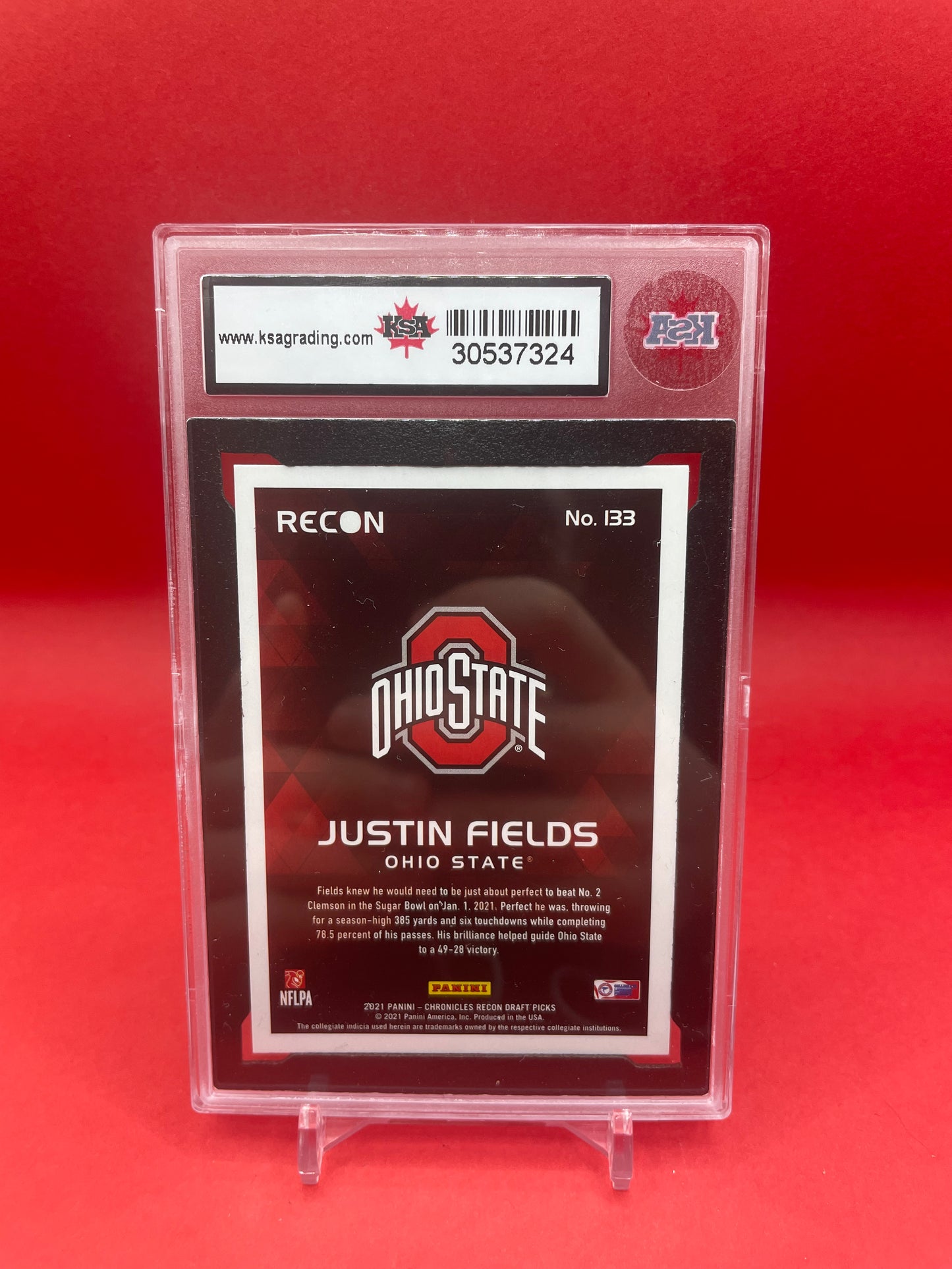 JUSTIN FIELDS PANINI CHRONICLES RECON DP ROOKIE CARD- KSA 8.5 NMM+