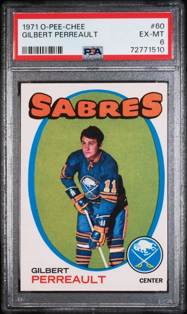 1971 GILBERT PERREAULT O-PEE-CHEE UNDER-GRADED - PSA 6 EX-MT