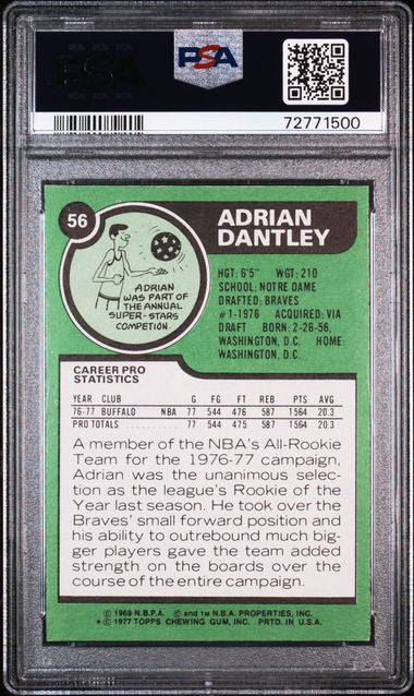 1977 ADRIAN DANTLEY TOPPS HOF RC UNDER-GRADED- PSA 5 EX