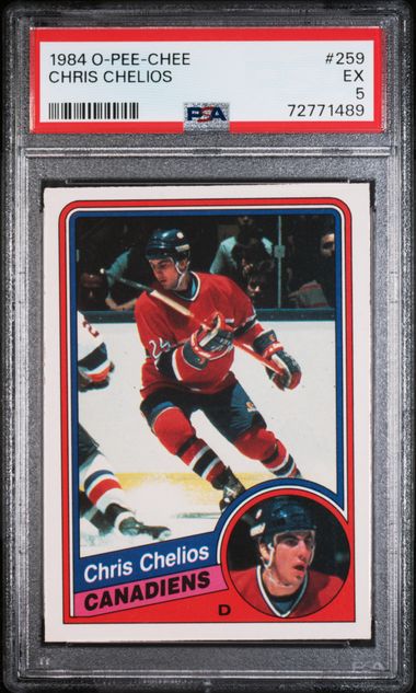 1984 CHRIS CHELIOS O-PEE-CHEE HOF RC UNDER-GRADED- PSA 5 EX