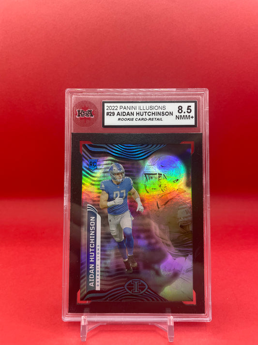 2022 AIDAN HUTCHISON PANINI ILLUSIONS ROOKIE CARD RETAIL - KSA 8.5 NMM+