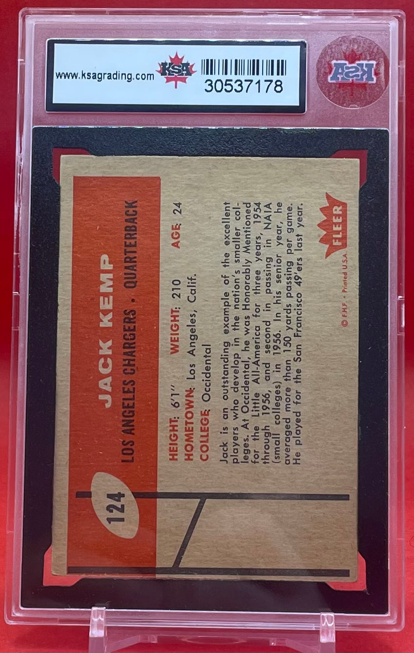 1960 FLEER JACK KEMP ROOKIE CARD - KSA 5 EX