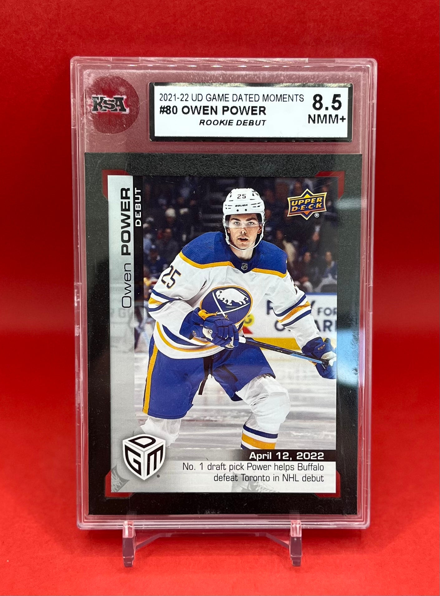 2021-22 #80 OWEN POWER UD GAME DATED MOMENTS - KSA 8.5 NMM+