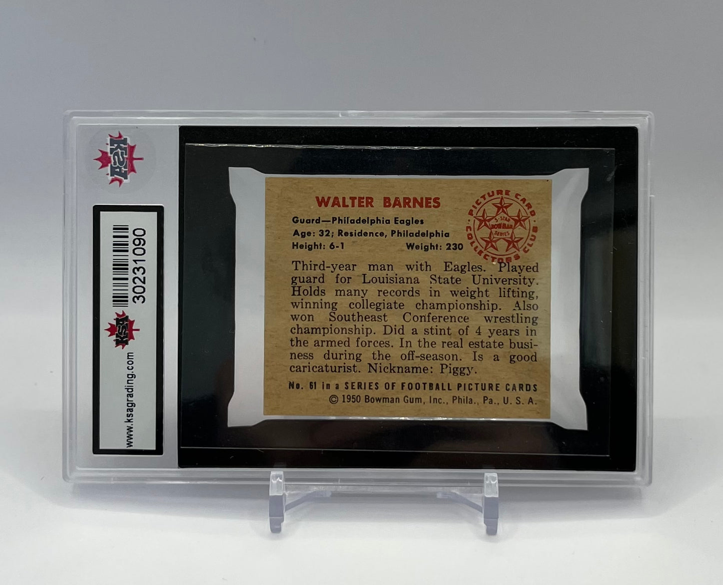 1950 #61 WALTER BARNES BOWMAN - KSA 6 ENM