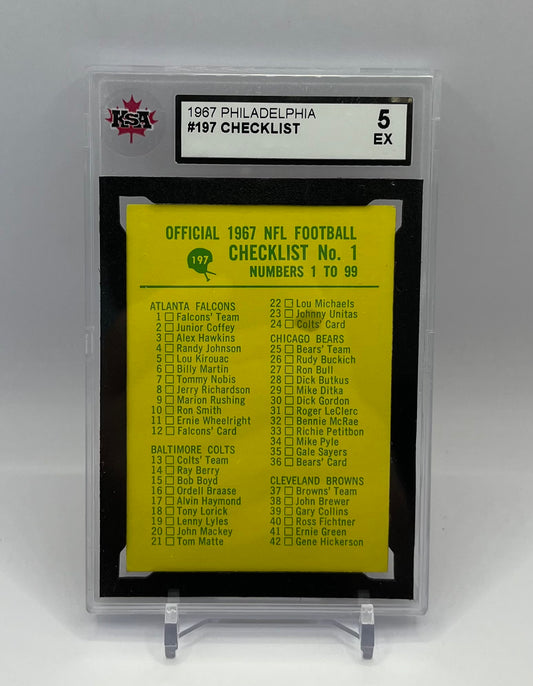 1967 #197 CHECKLIST PHILADELPHIA #1 1-99 - KSA 5 EX