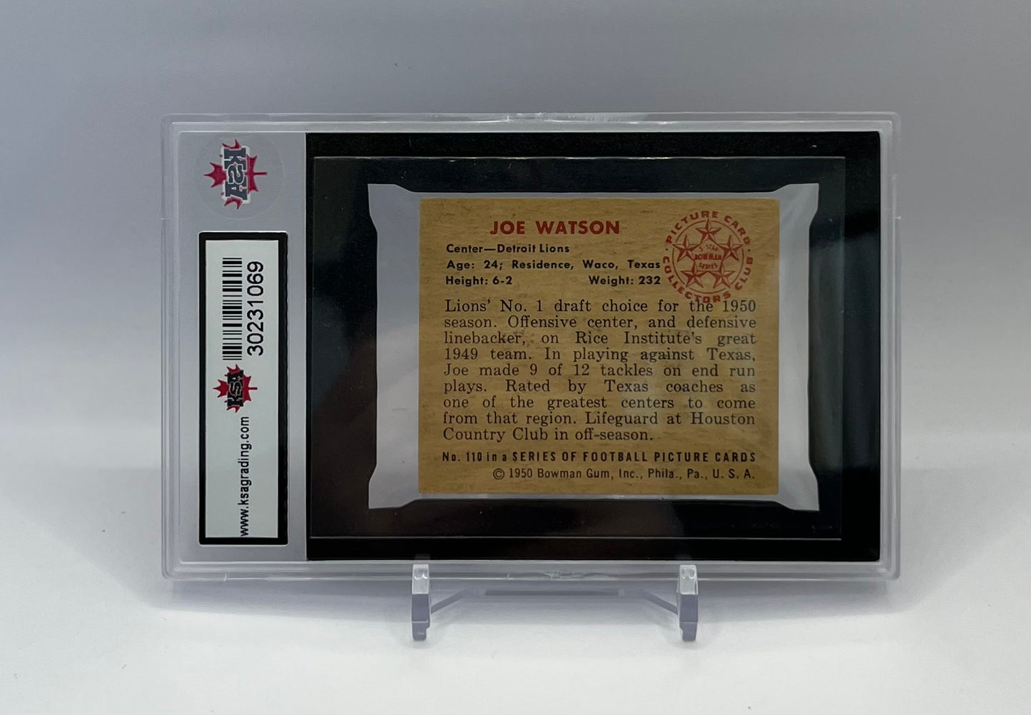 1950 #110 JOE WATSON BOWMAN - KSA 5 EX