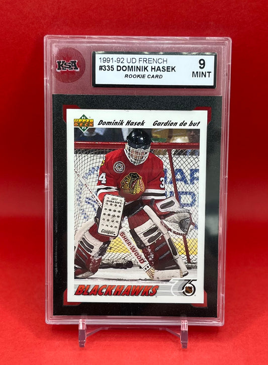 1991-92 #335 DOMINIK HASEK UD FRENCH AND ENGLISH - KSA 9 MINT
