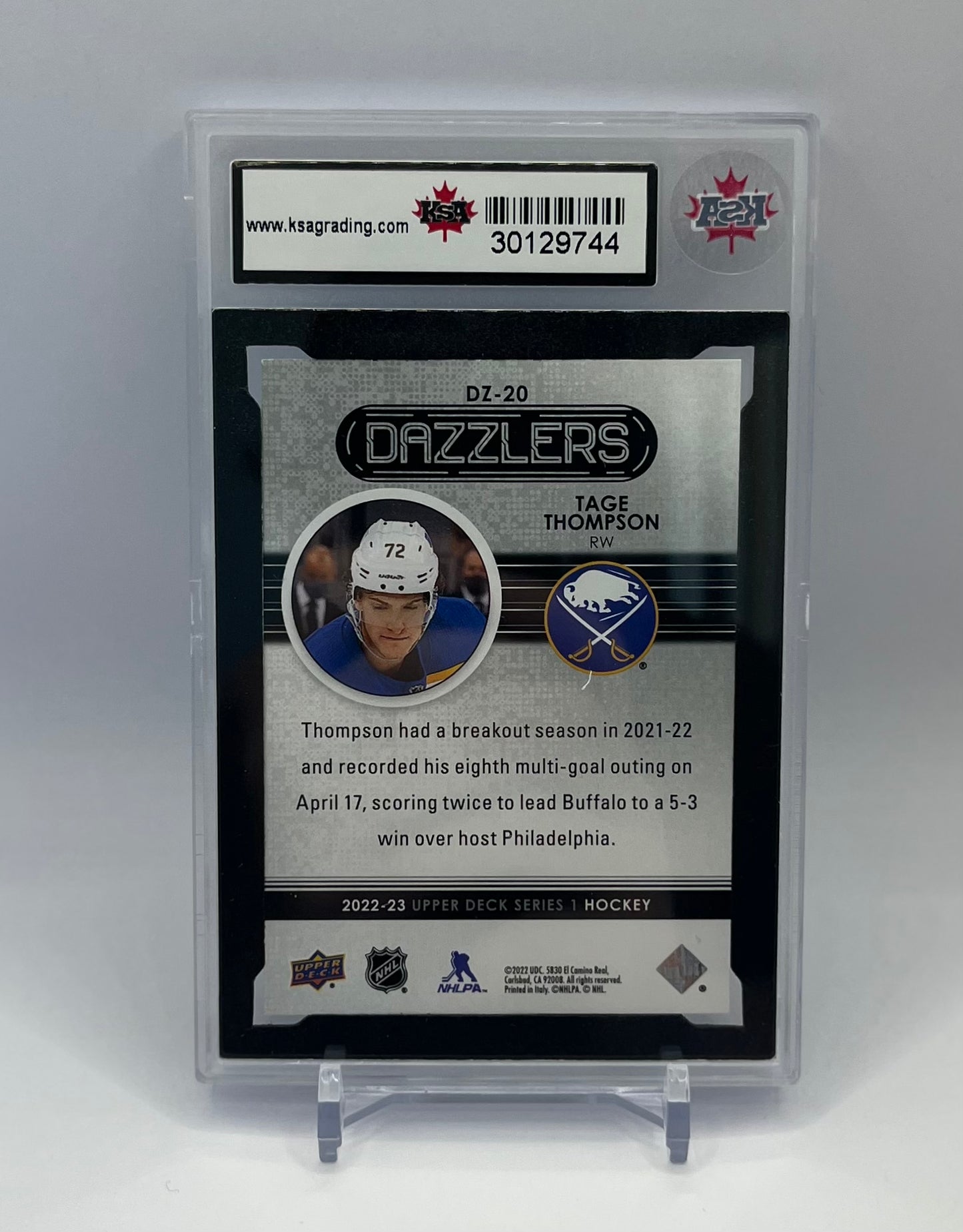 2022-23 #DZ-20 TAGE THOMPSON UPPER DECK DAZZLERS BLUE - KSA 8.5 NMM+