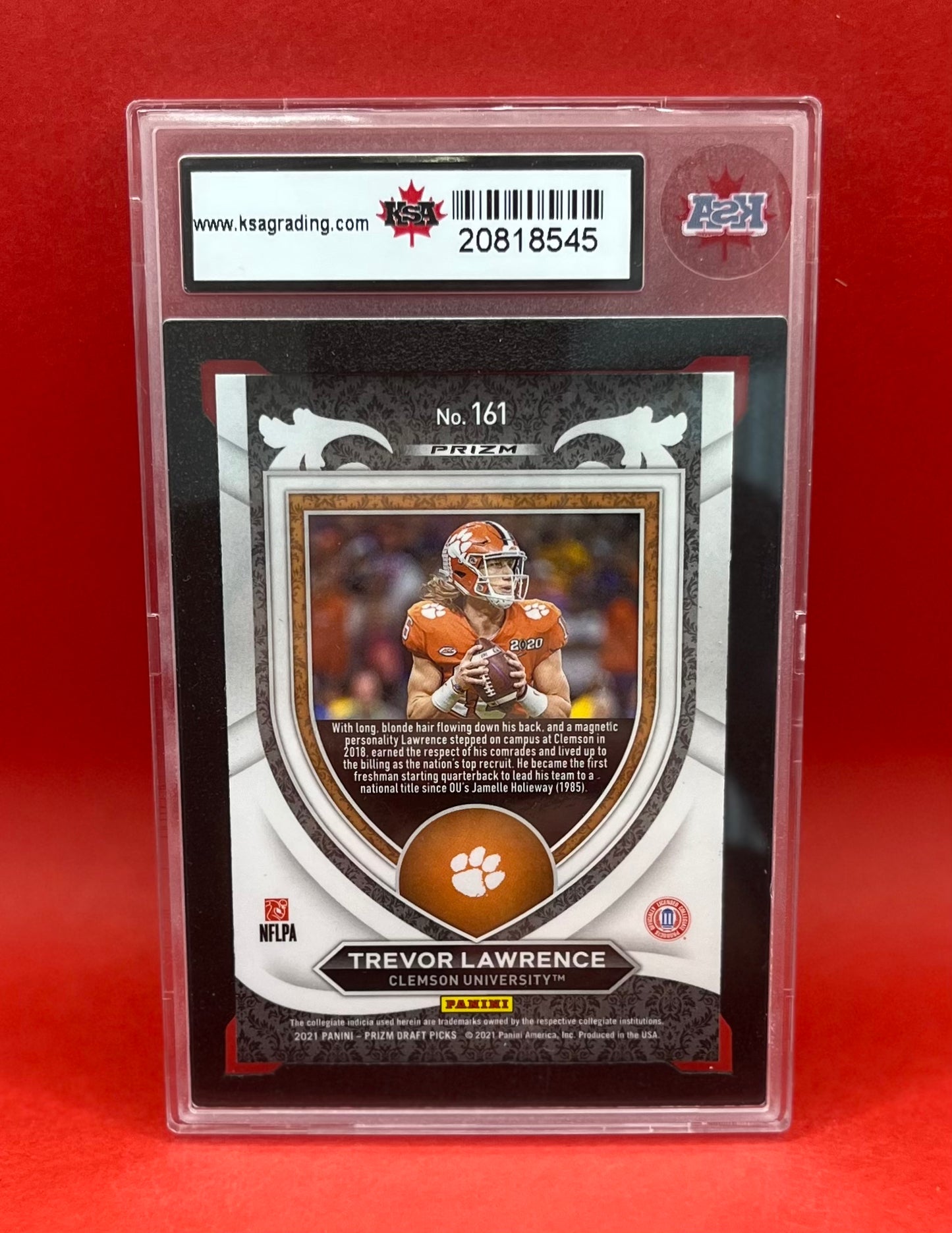 2021 #161 TREVOR LAWRENCE PANINI PRIZM CRUSADE RED/WHITE/BLUE - KSA 9 MINT