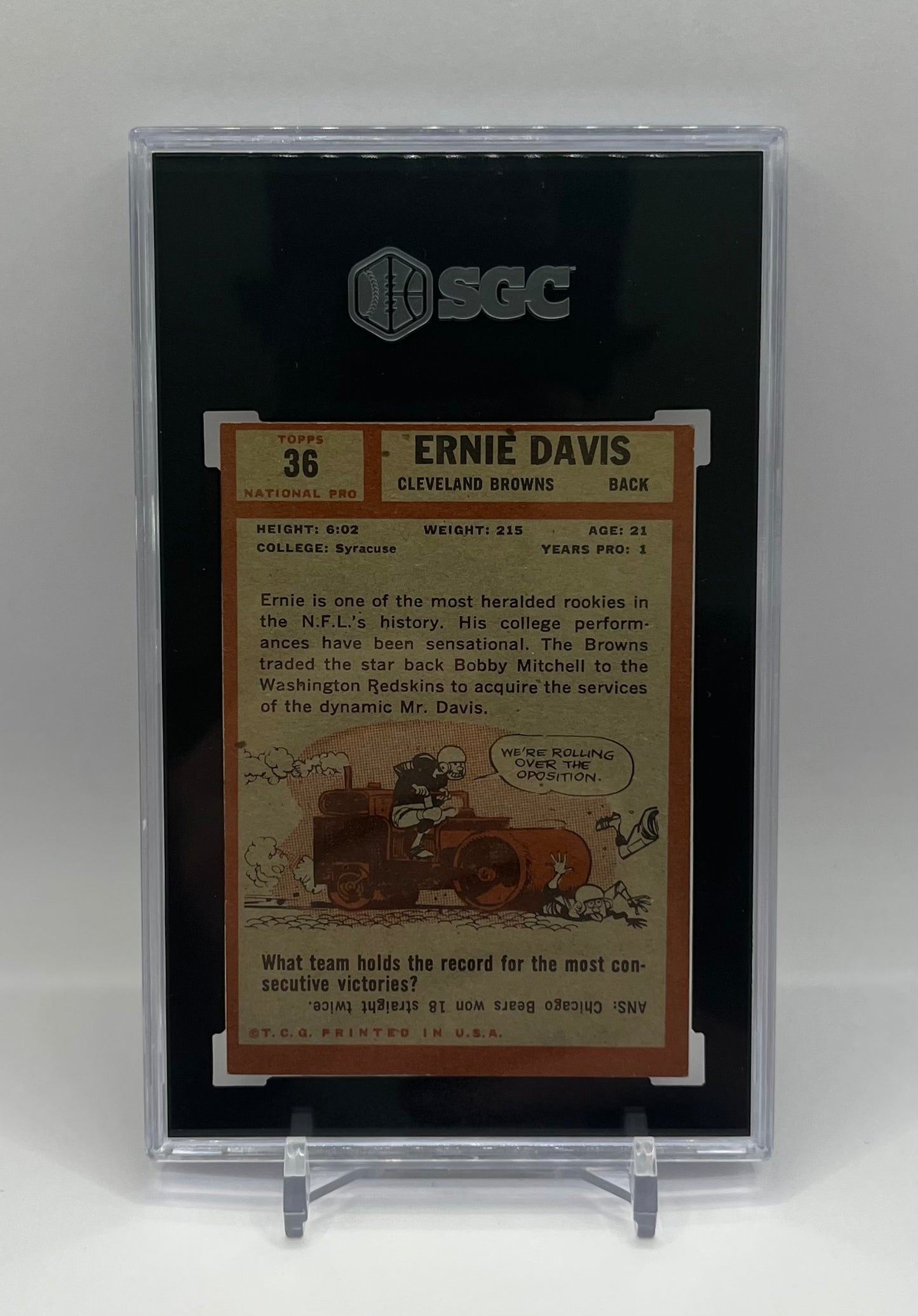 1962 #36 ERNIE DAVIS TOPPS - SGC 5 EX