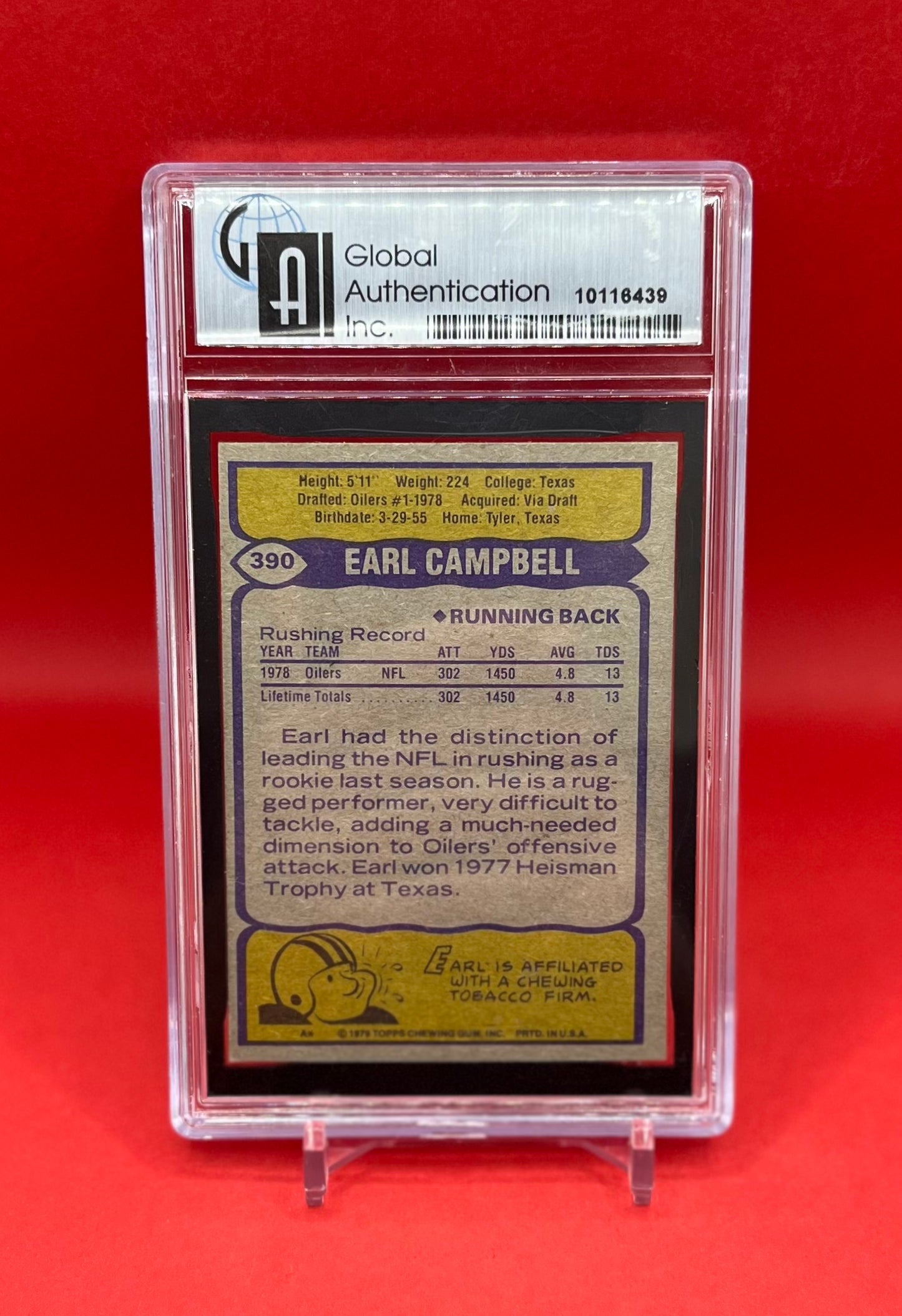 1979 #390 EARL CAMPBELL TOPPS - GA 7.5 NM+