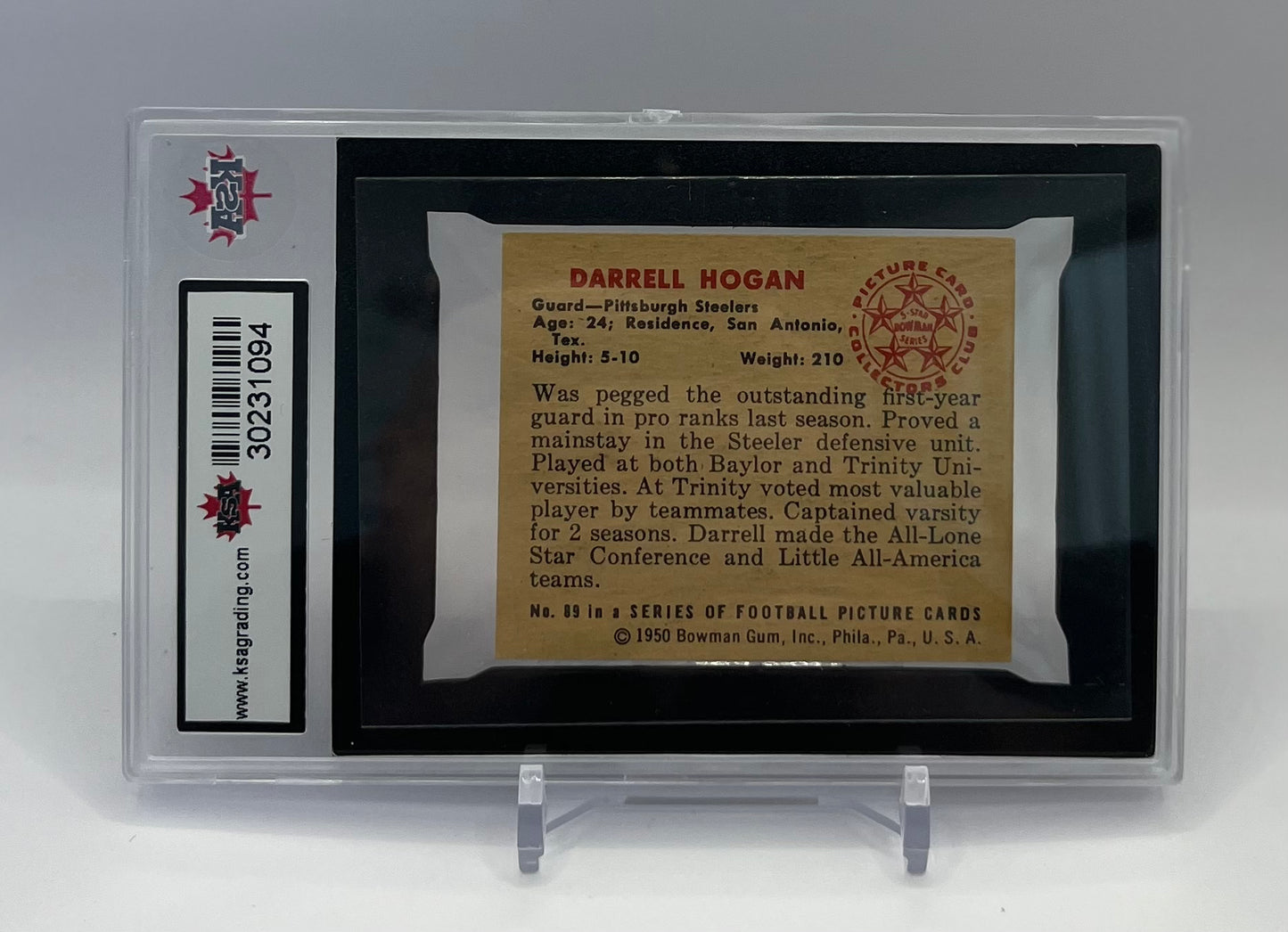 1950 #89 DARRELL HOGAN BOWMAN - KSA 6.5 ENM+