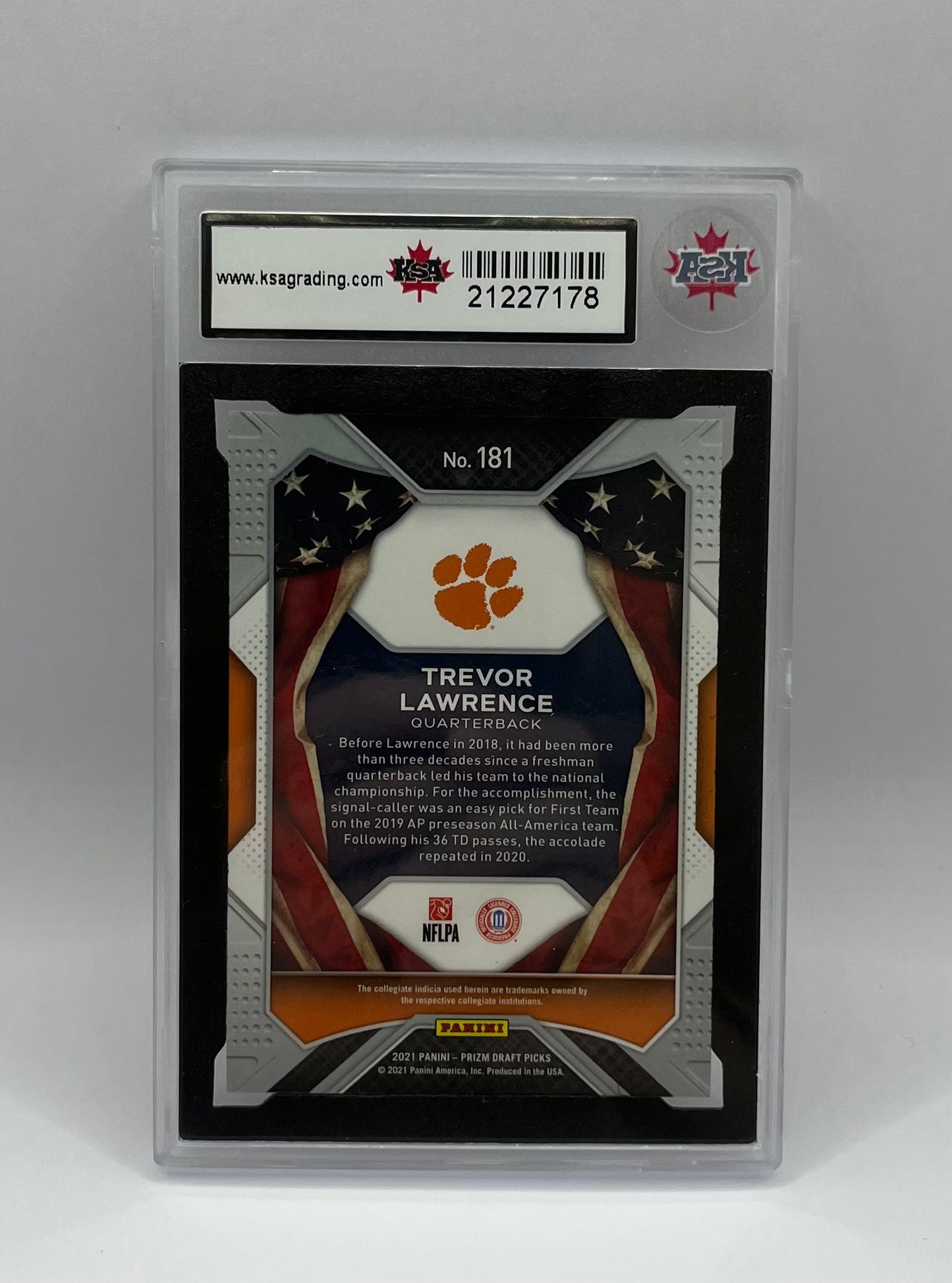 2021 #181 TREVOR LAWRENCE PANINI PRIZM DP ALL AMERICANS - KSA 9.5 NGM