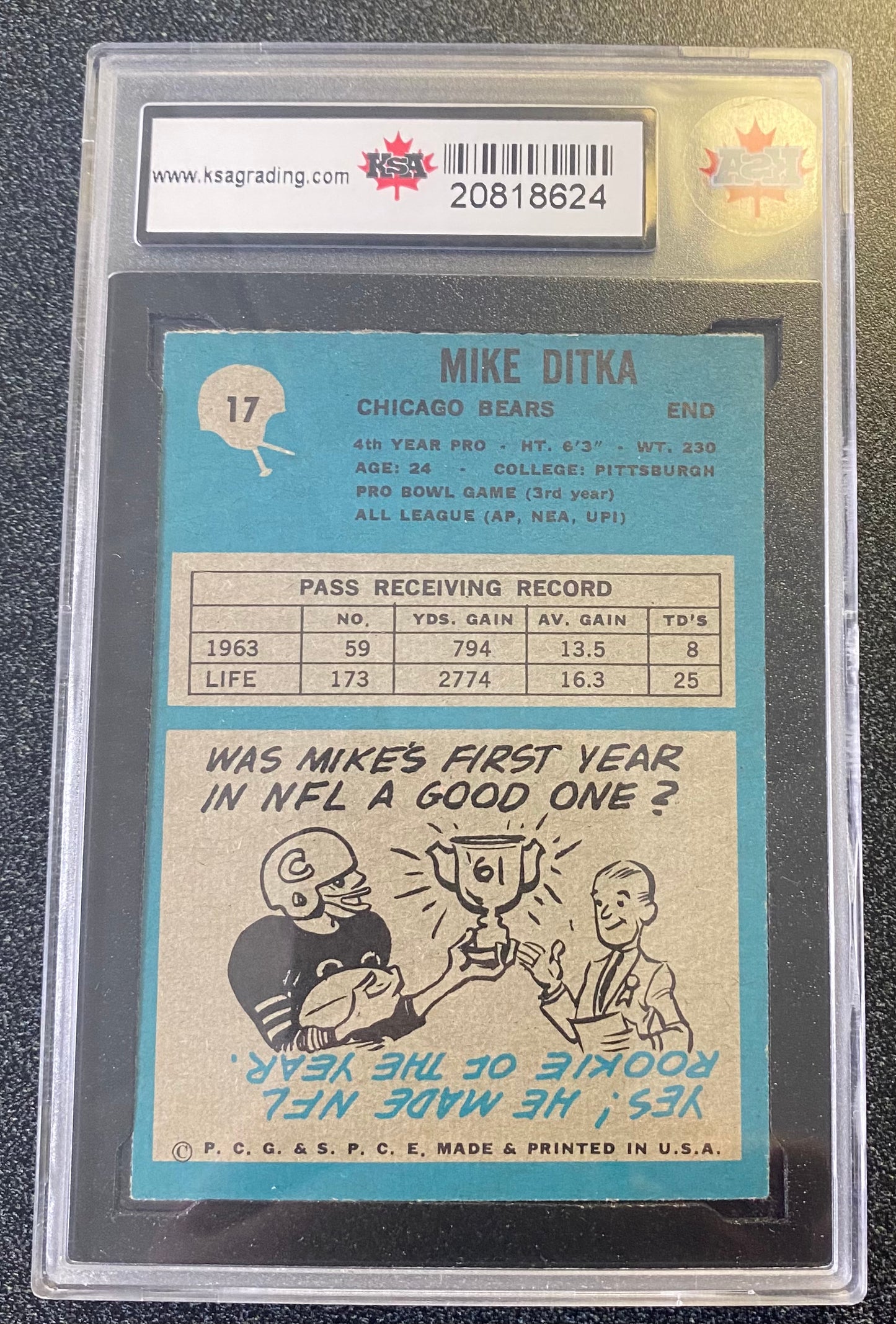 1964 #17 MIKE DITKA PHILADELPHIA - KSA 7.5 NM+