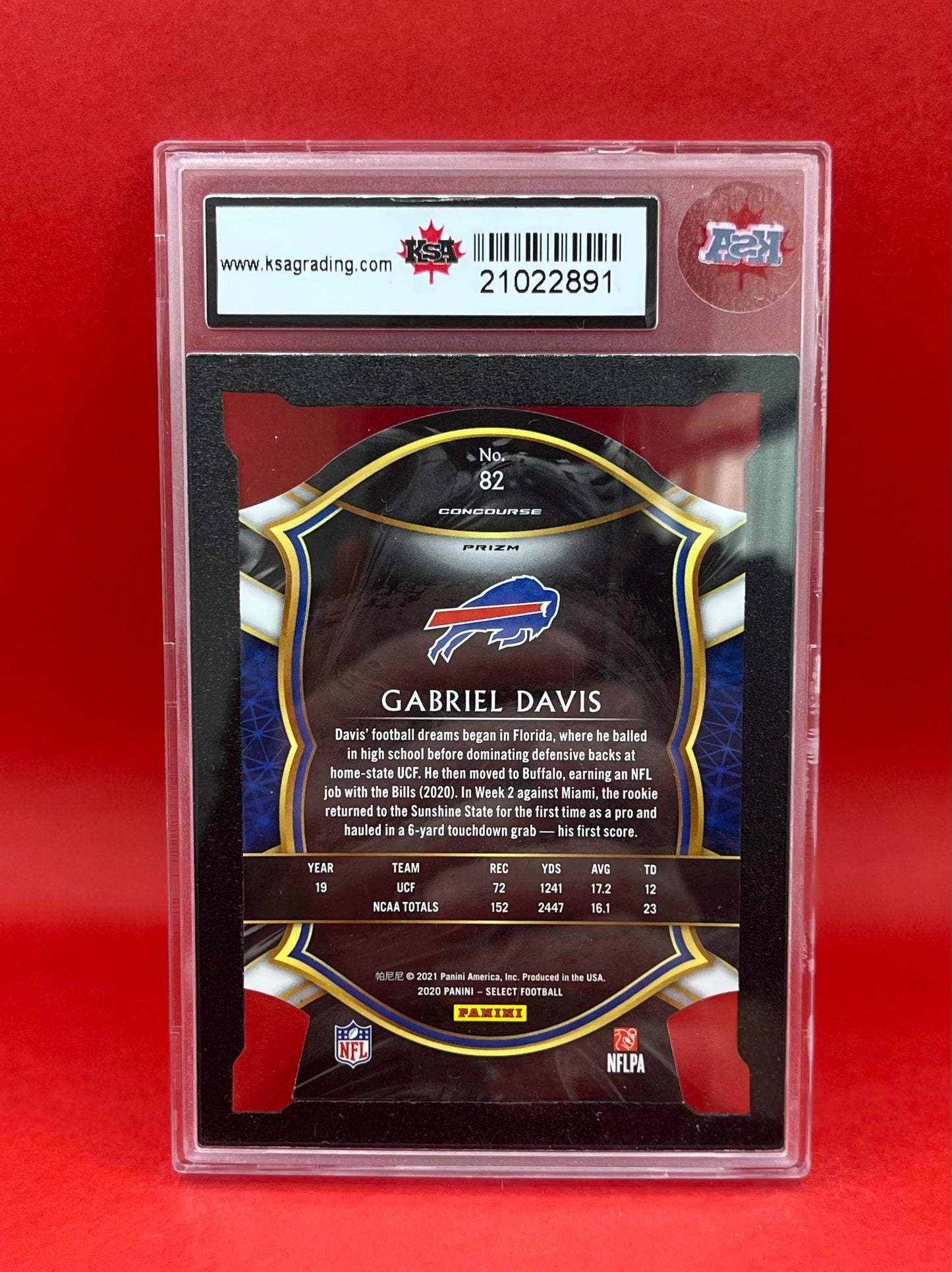 2020 #82 GABRIEL DAVIS PANINI SELECT BLUE PRIZM DIE CUT - KSA 8.5 NMM+