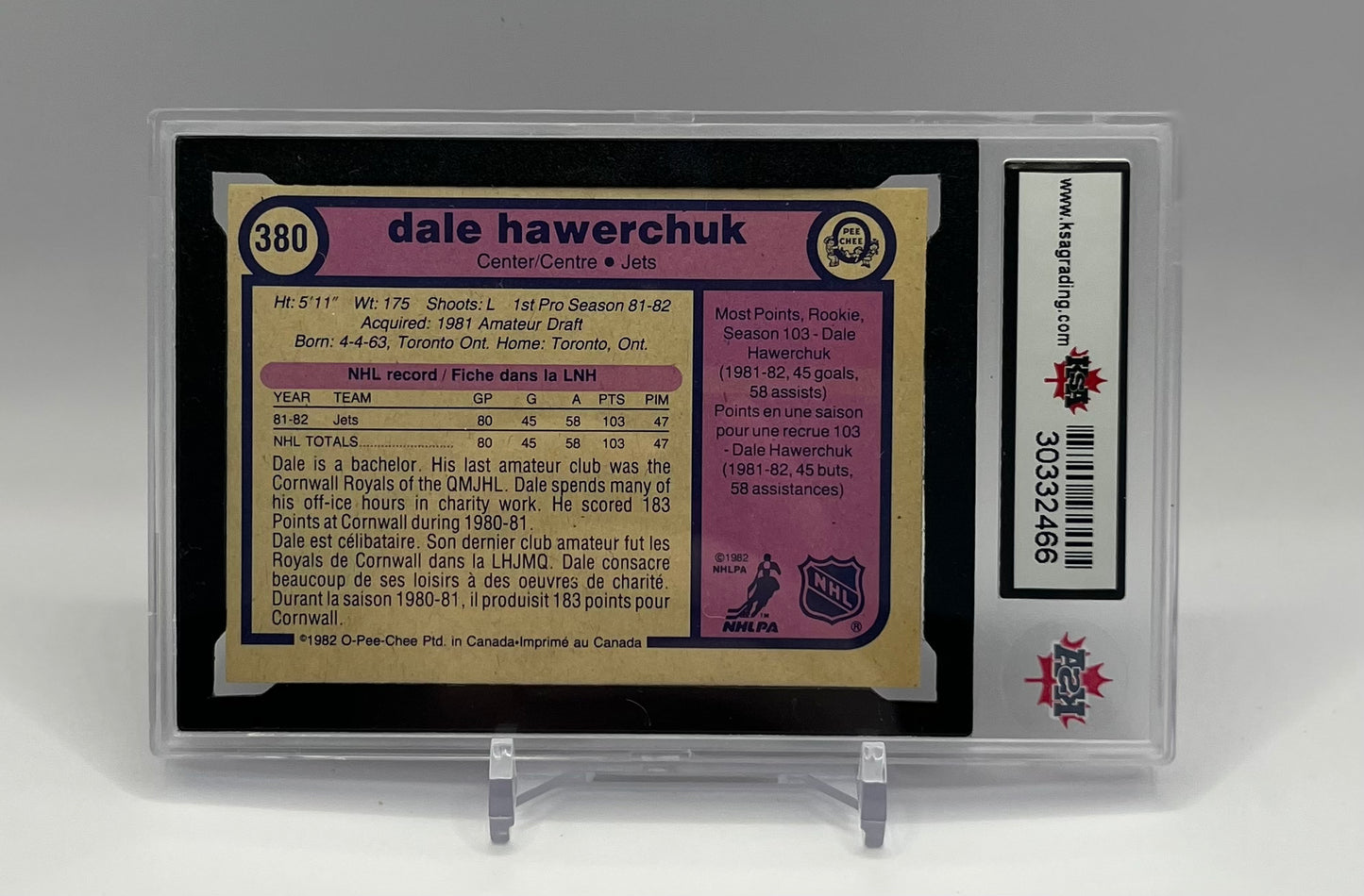 1982-83 #380  DALE HAWERCHUCK O-PEE-CHEE - KSA 5 EX