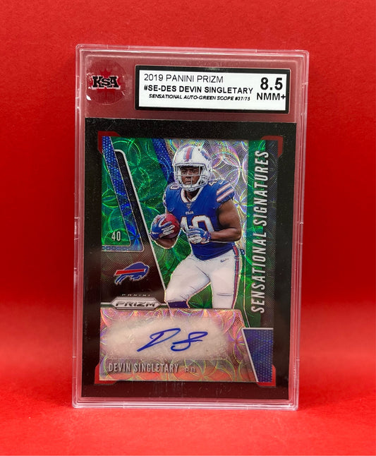 2019 #SE-DES DEVIN SINGLETARY PANINI PRIZM GREEN SCOPE AUTO 37/75 - KSA 8.5 NMM+