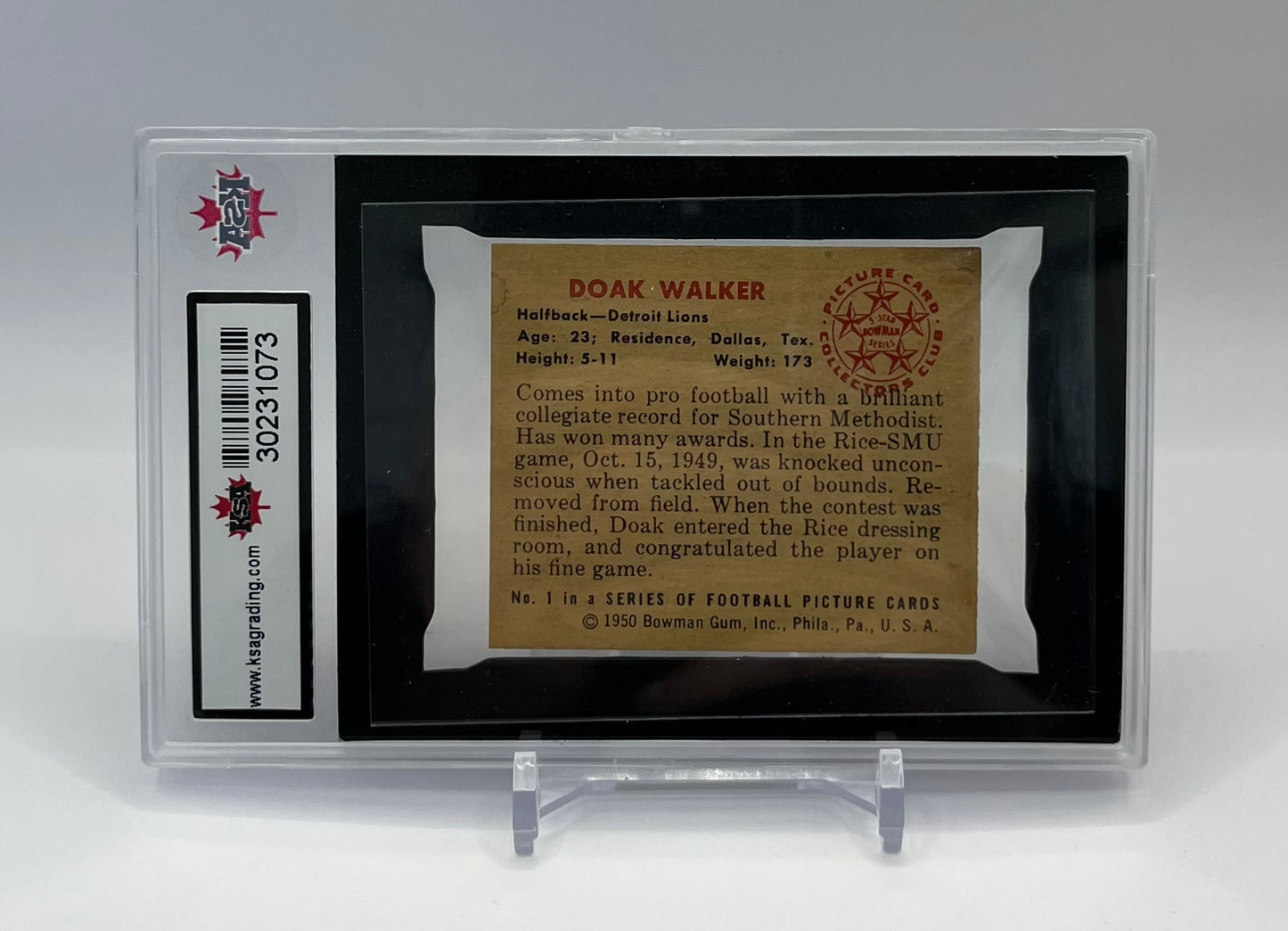 1950 #1 DOAK WALKER BOWMAN - KSA 3 VG